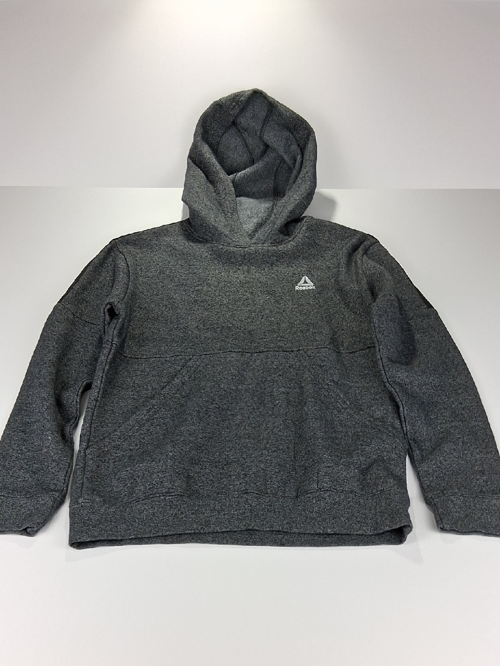 Boys Reebok Hooded Sweatshirt (Hoodie) Size Medium (10/12) Dark Gray Front Pouch